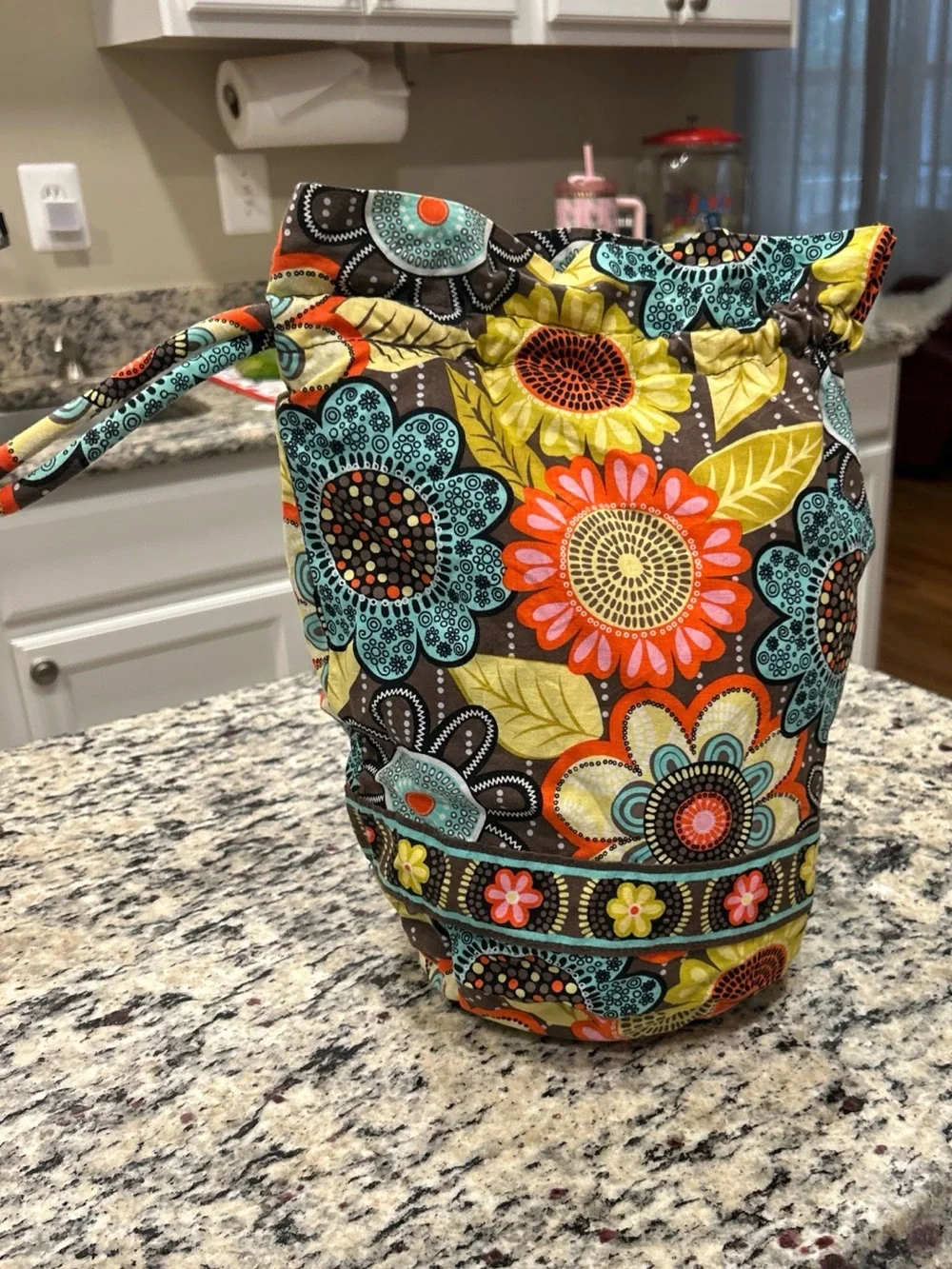 Vera Bradley Wet/Dry Storage Bag Laundry Makeup Flower Shower Drawstring Ditty